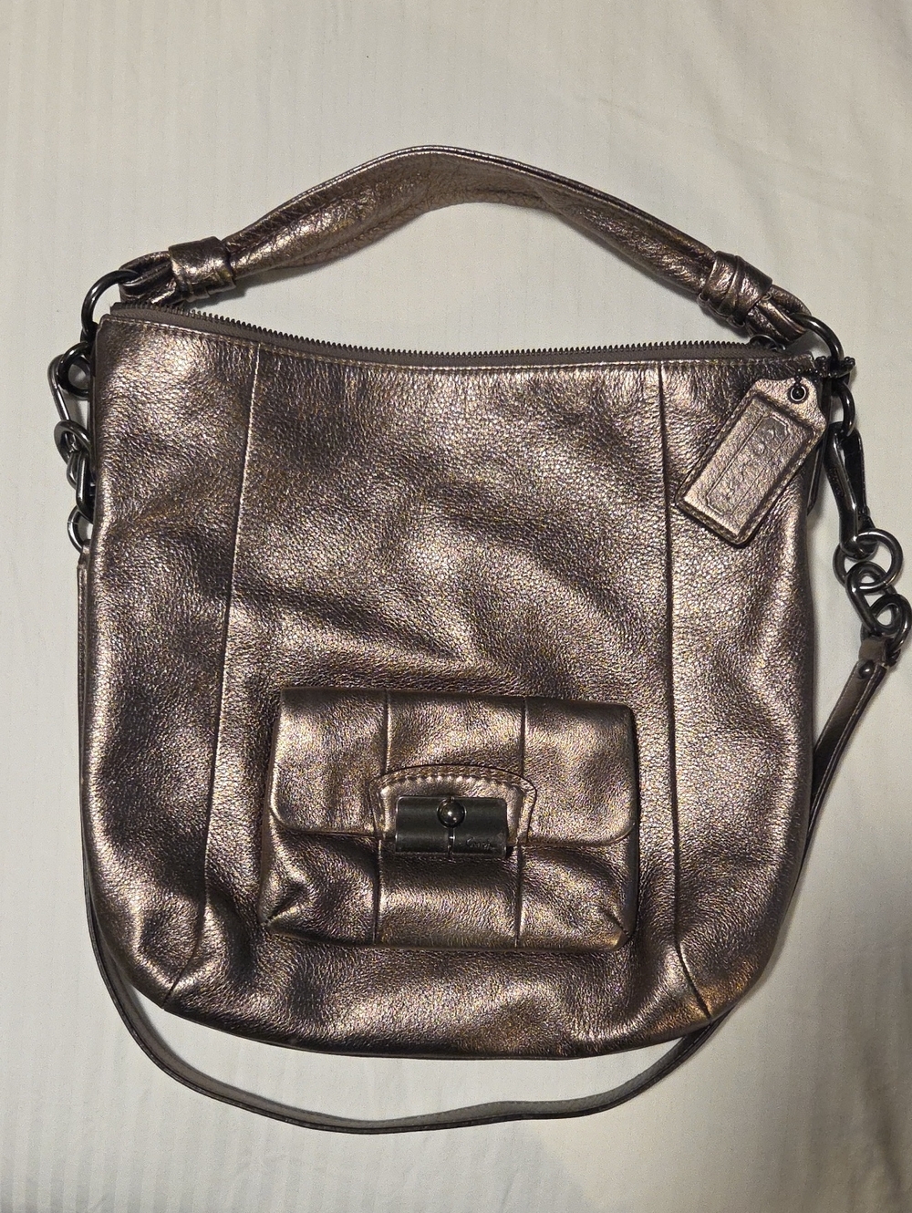 Coach Metallic Bronze Leather Shoulder Bag